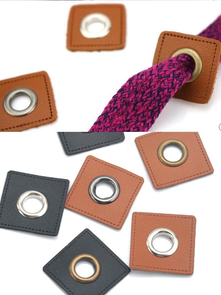 Leatherwork Eyelets - 30 sztuk/partia 27/37mm Kwadratowe Czarne/Brązowe Naszywki