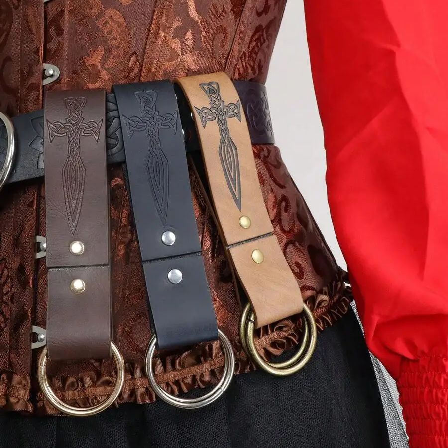 Leatherwork Rings - Średniowieczna damska plisowana spódnica turystyczna ze